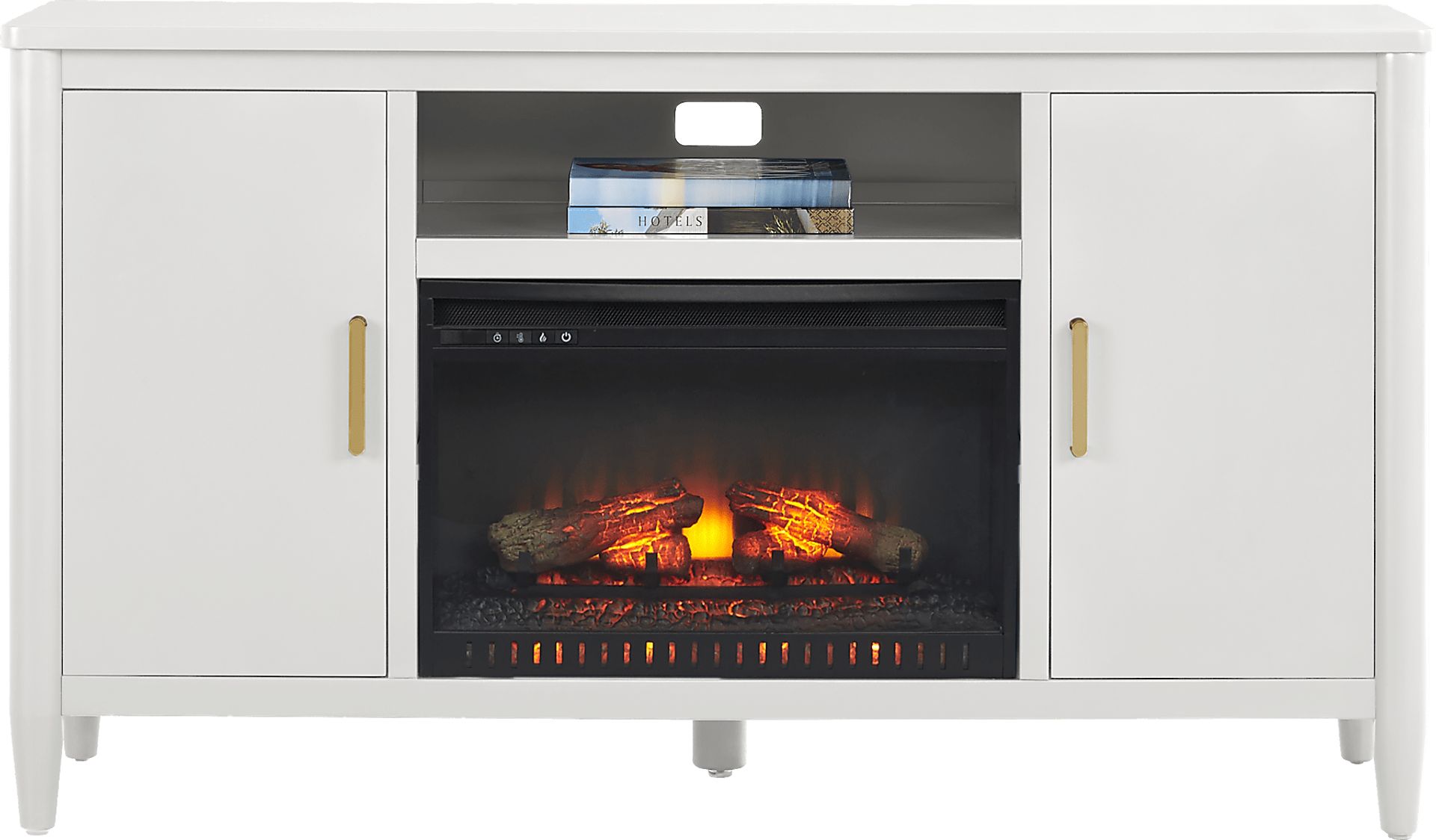 Modern Villa White 62 in. Console with Electric Log Fireplace - Image 2