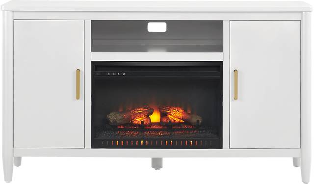 Modern Villa White 62 in. Console with Electric Log Fireplace - Thumbnail - Image 1