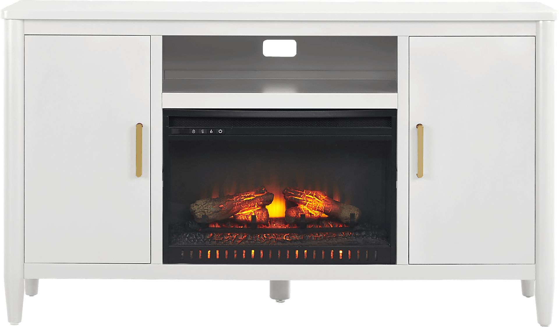 Modern Villa White 62 in. Console with Electric Log Fireplace - Image 1