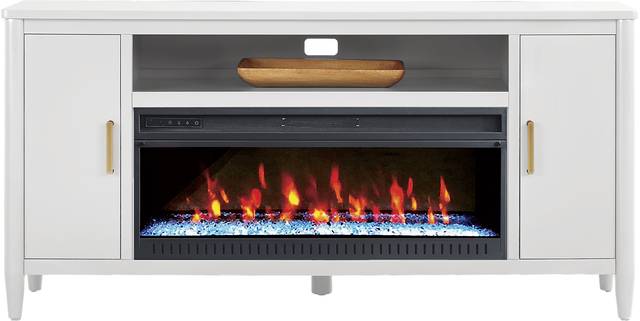 Modern Villa White 72 in. Console with Electric Fireplace - Thumbnail - Image 1