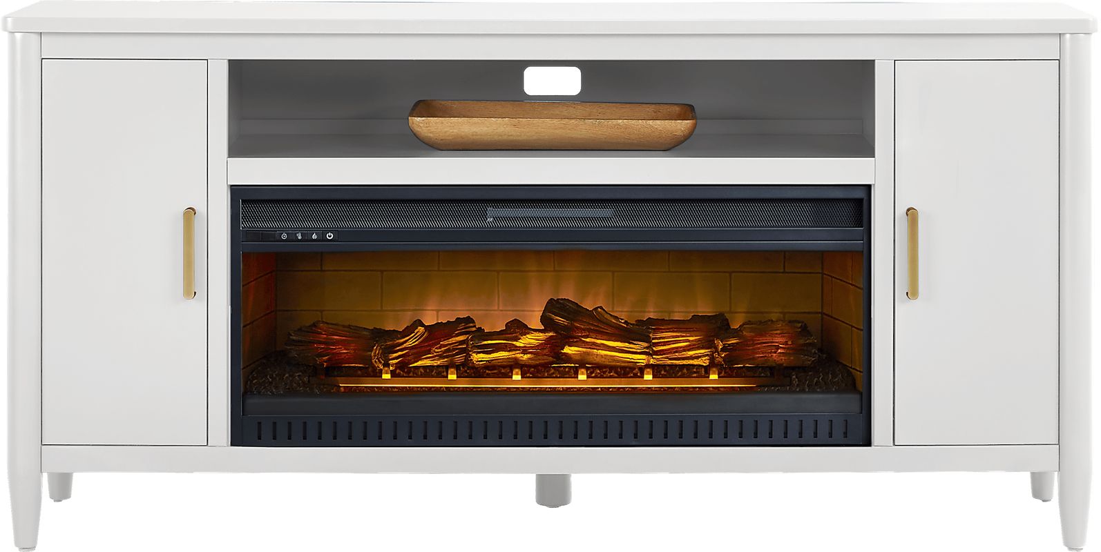 Modern Villa White 72 in. Console with Electric Log Fireplace