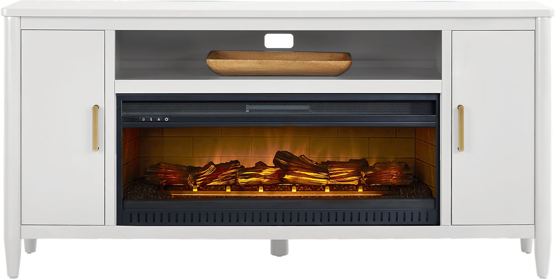 Modern Villa White 72 in. Console with Electric Log Fireplace - Image 1