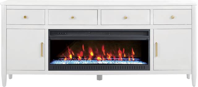 Modern Villa White 82 in. Console with Electric Fireplace - Thumbnail - Image 1
