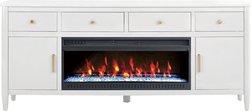 Modern Villa White 82 in. Console with Electric Fireplace