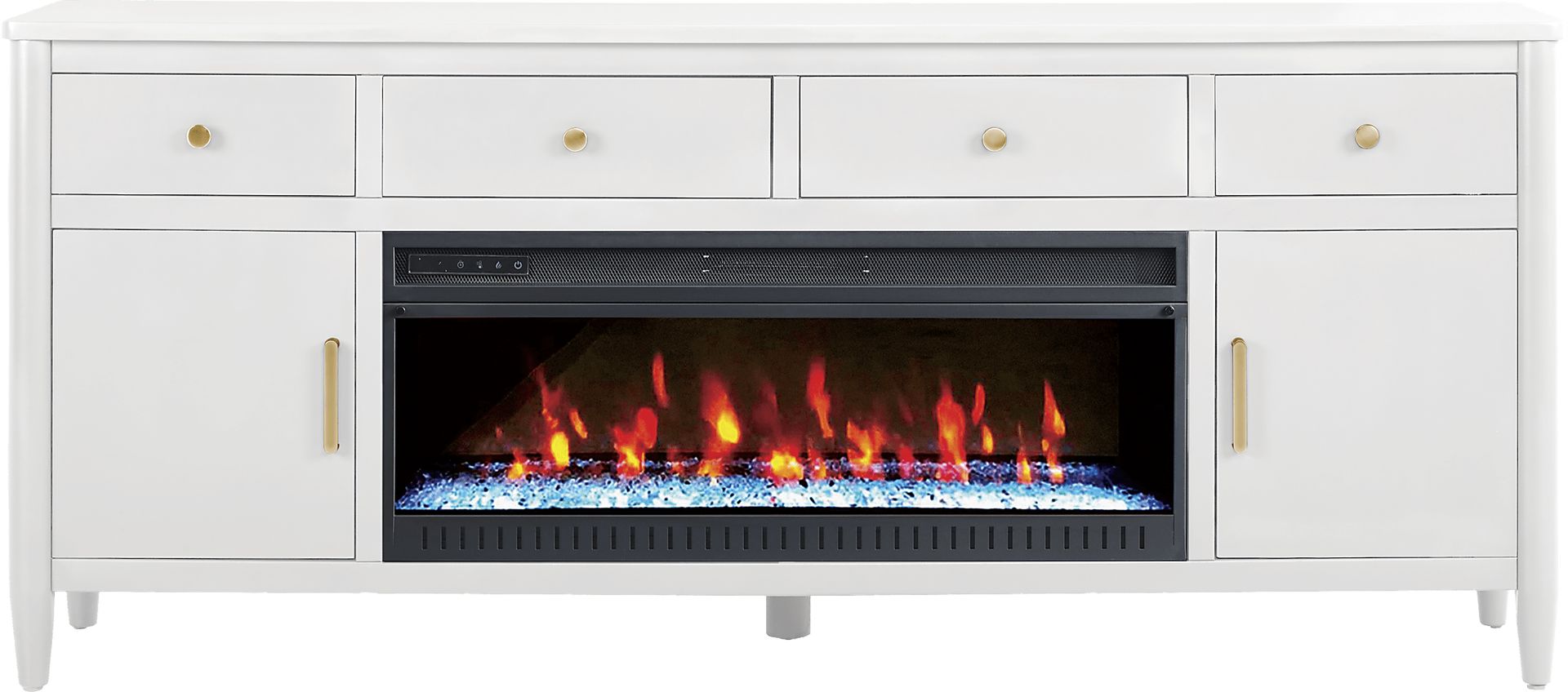Modern Villa White 82 in. Console with Electric Fireplace - Image 1