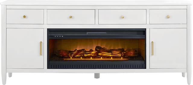 Modern Villa White 82 in. Console with Electric Log Fireplace - Thumbnail - Image 1