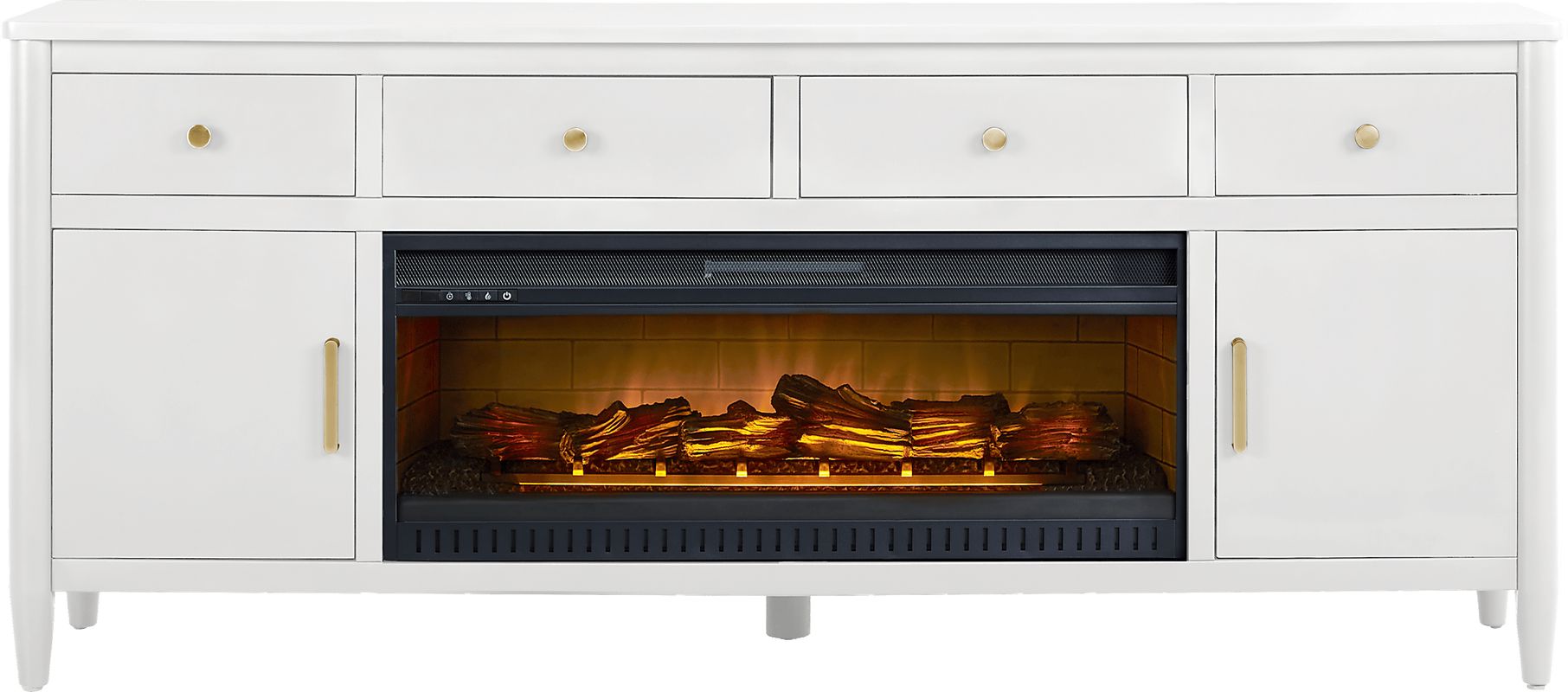 Modern Villa White 82 in. Console with Electric Log Fireplace