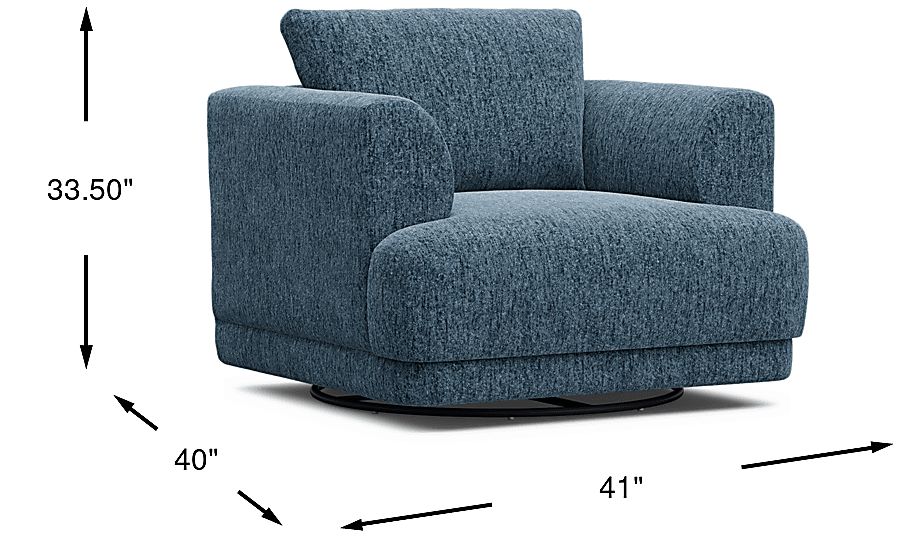 Drew & Jonathan Modularfour Navy Blue Chenille Fabric Swivel Chair