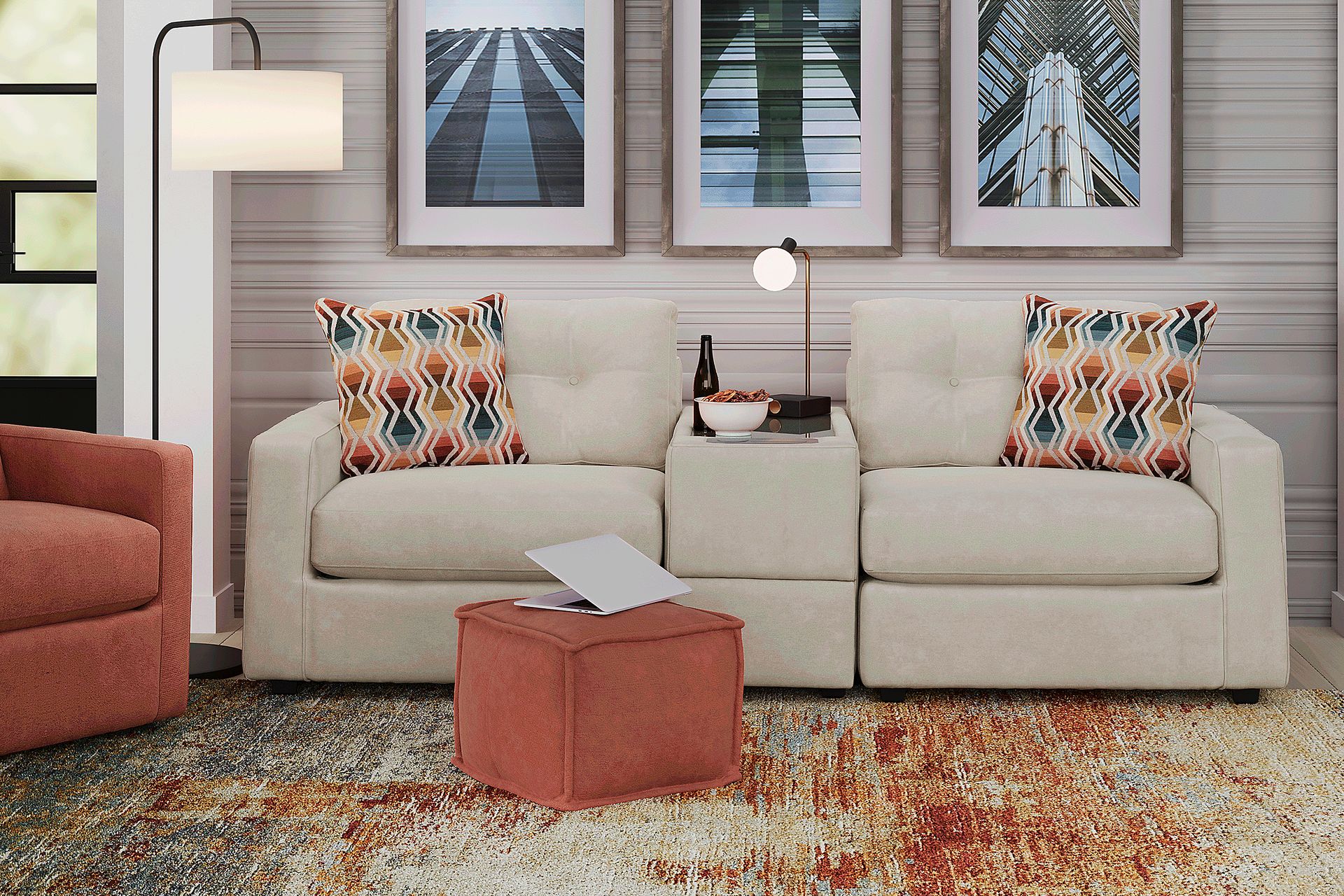 Beige 3 Pc ModularOne with Media Console - Image 2