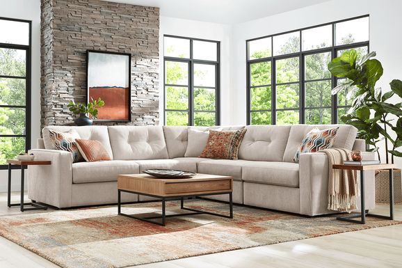 Beige sectional store with chaise