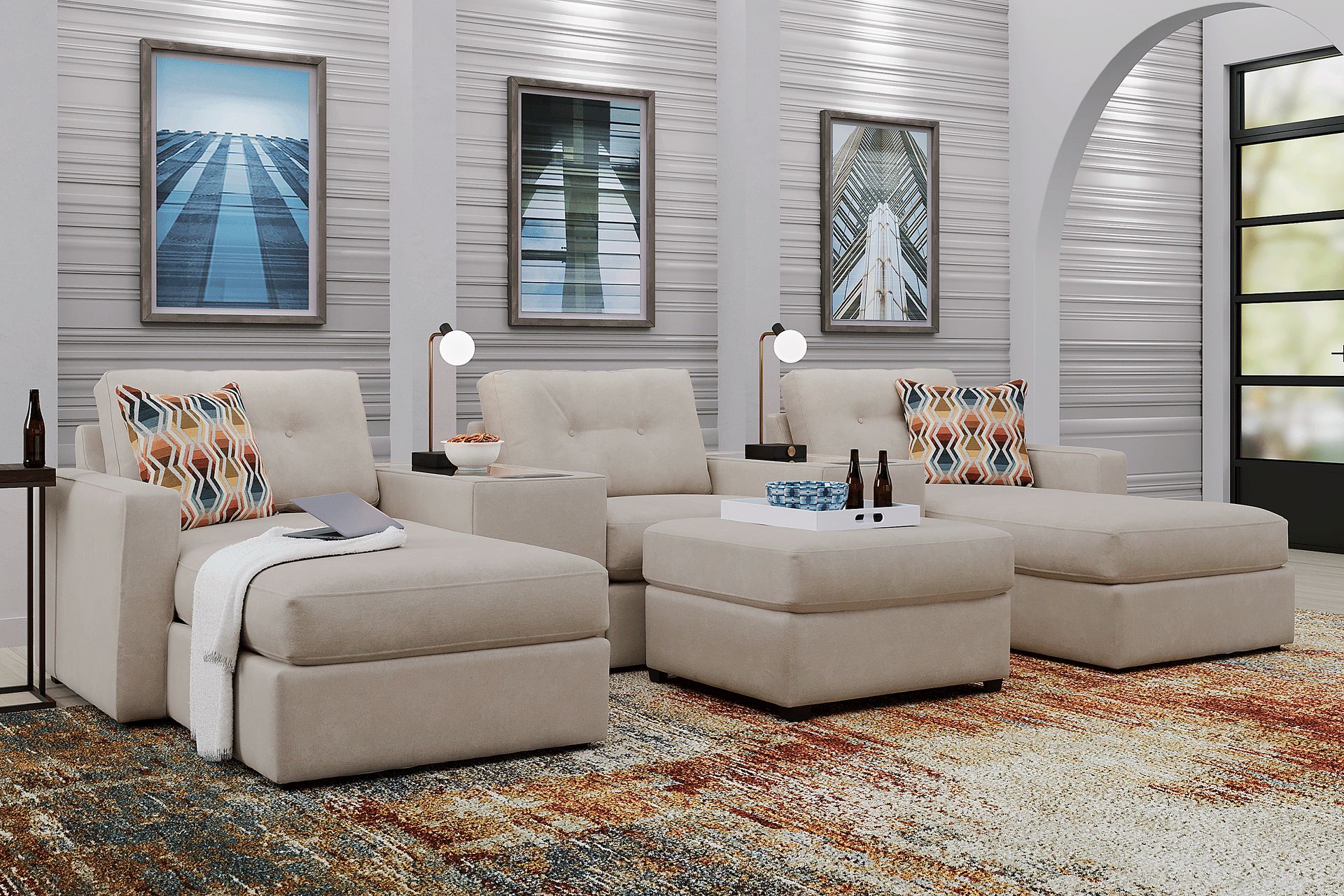 Beige 6 Pc ModularOne with Media Consoles - Image 2