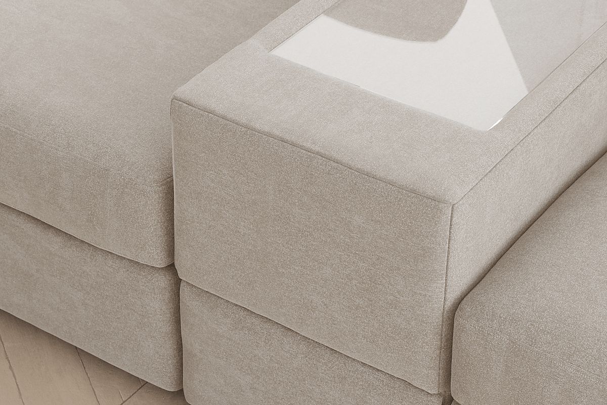 Drew & Jonathan Modularone Beige Chenille Fabric 8 Pc With Chaise Left ...