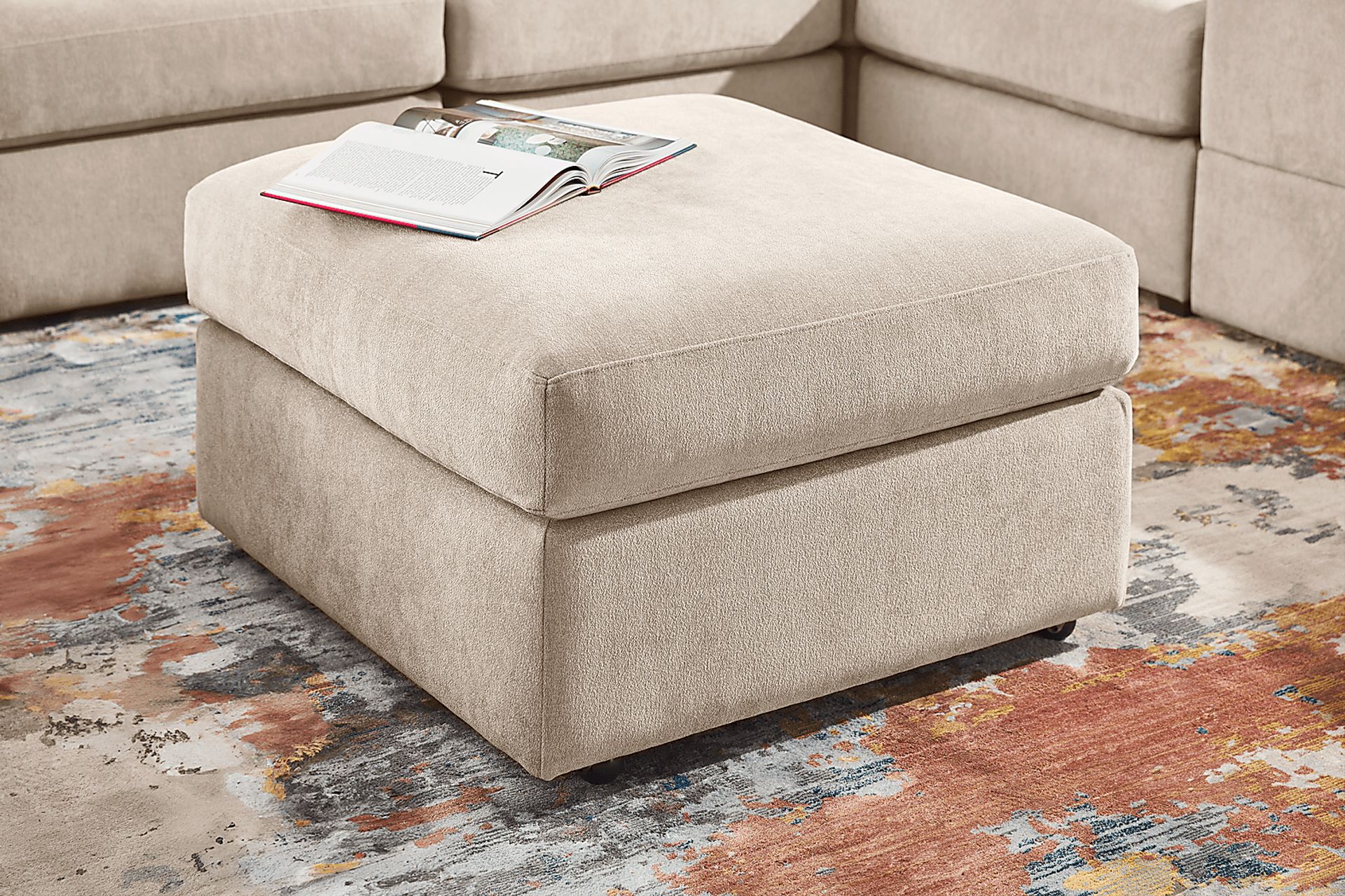 ModularOne Beige Storage Bumper Ottoman - Image 5