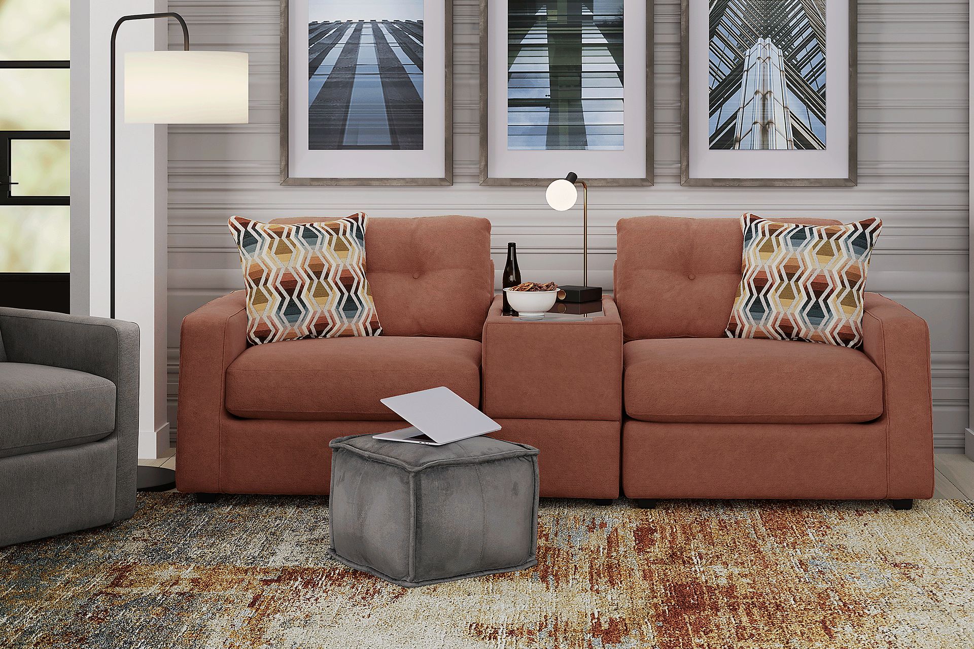 ModularOne Copper 3 Pc Sectional with Media Console - Image 2