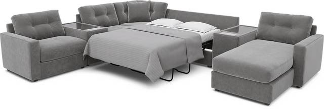 Gray 7 Pc ModularOne Sleeper with Media Consoles - Thumbnail - Image 2