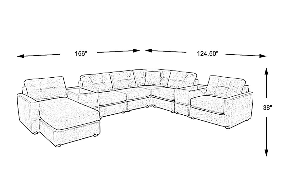 Drew & Jonathan Modularone Gray Chenille Fabric 8pc With Left Chaise 8 ...