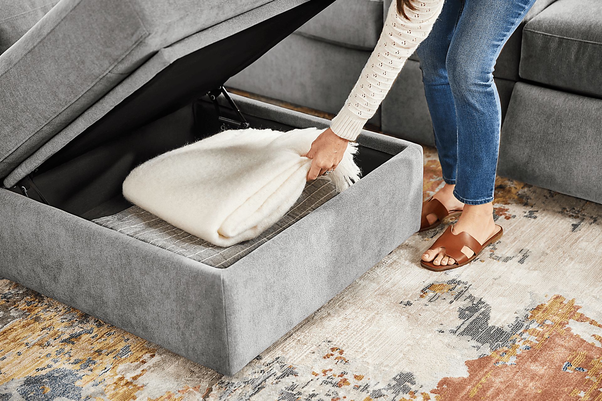 ModularOne Gray Storage Bumper Ottoman - Image 6