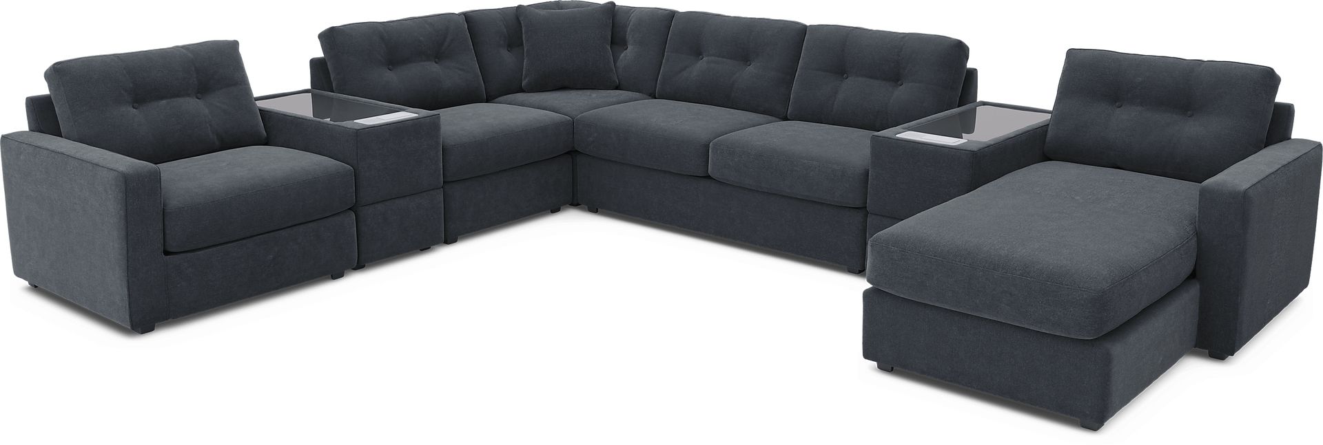 Indigo 7 Pc ModularOne Gel Foam Sleeper with Media Consoles - Image 1