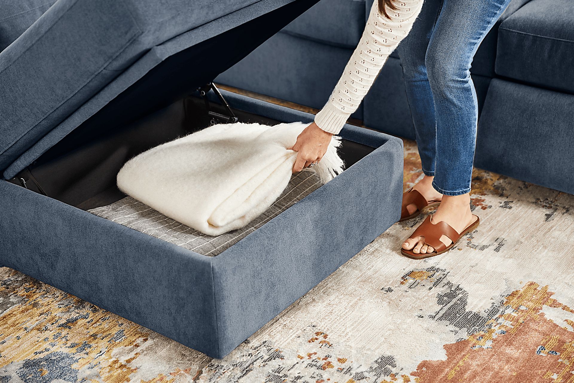 ModularOne Indigo Storage Bumper Ottoman - Image 6