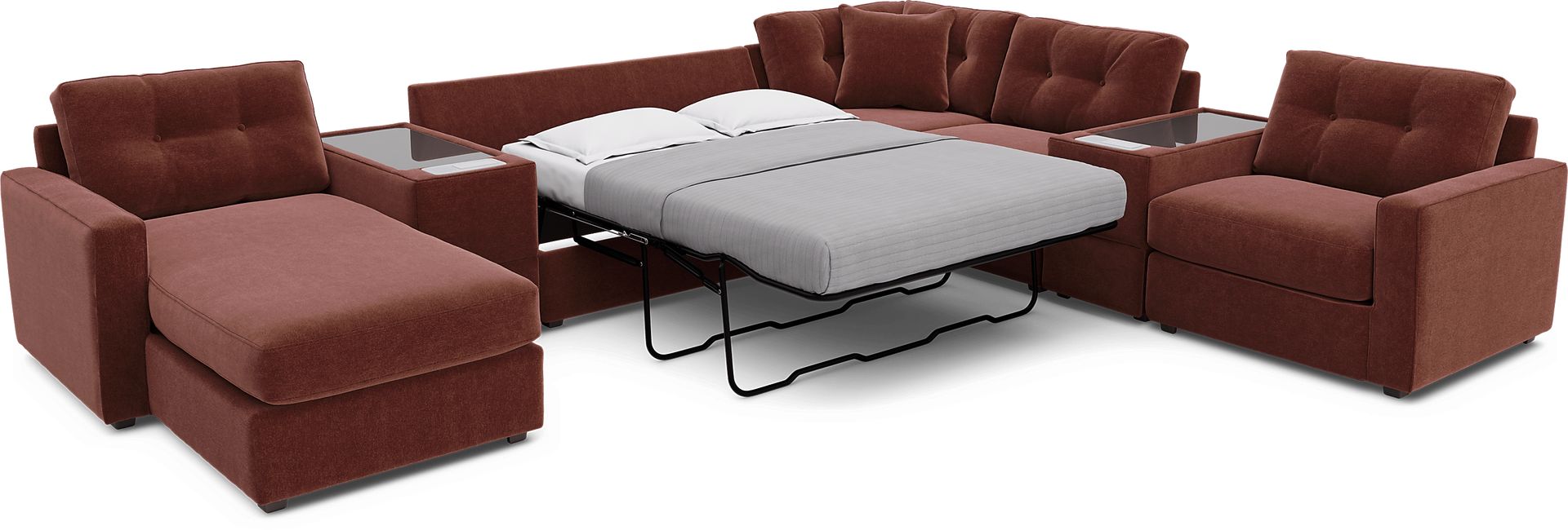 Merlot 7 Pc ModularOne Gel Foam Sleeper with Media Consoles - Image 2