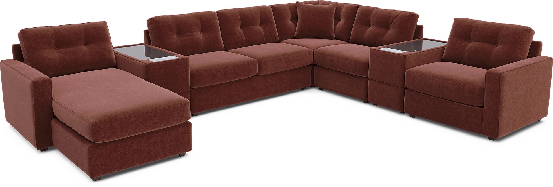 Merlot 7 Pc ModularOne Gel Foam Sleeper with Media Consoles - Image 1