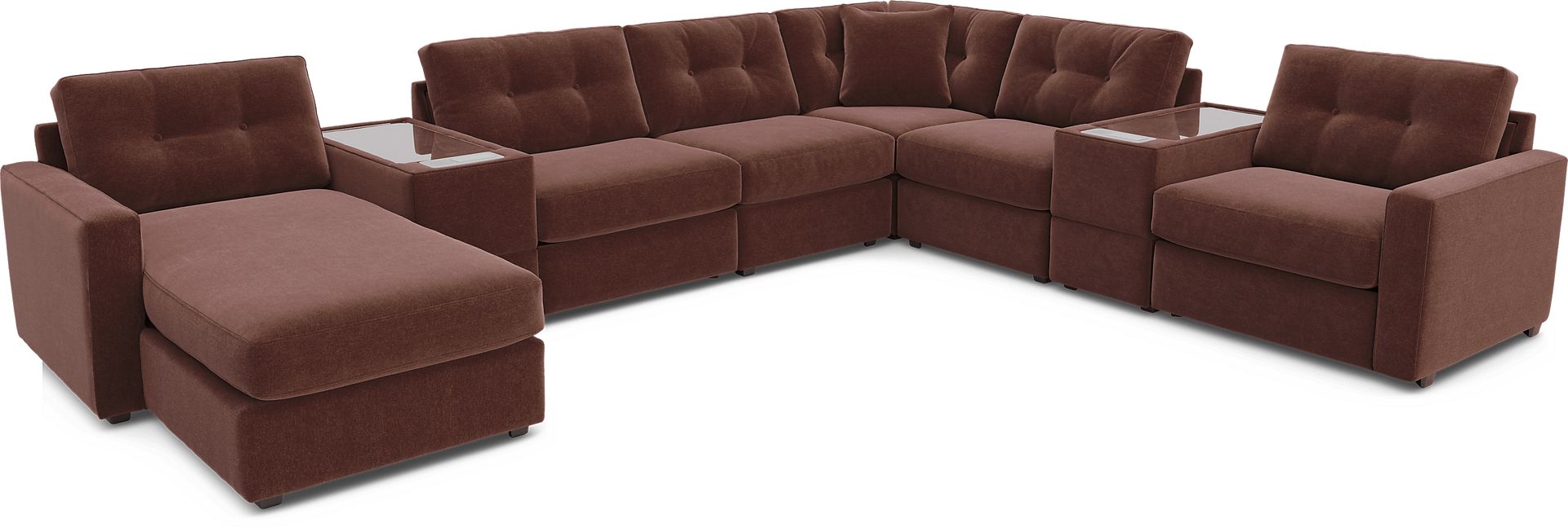 Merlot 7 Pc ModularOne Gel Foam Sleeper with Media Consoles - Image 1