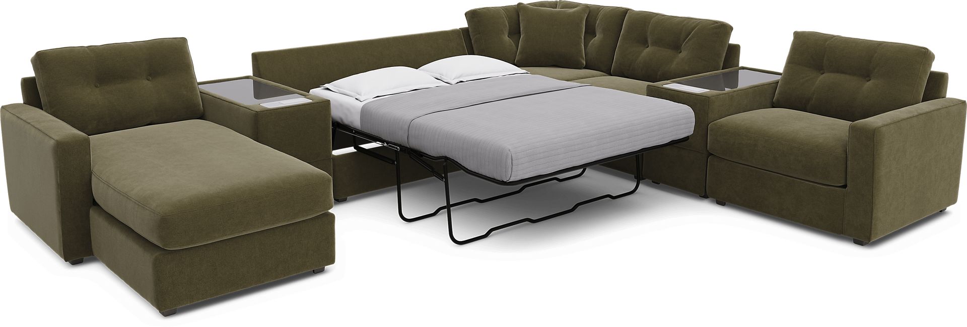 Moss 7 Pc ModularOne Gel Foam Sleeper with Media Consoles - Image 3
