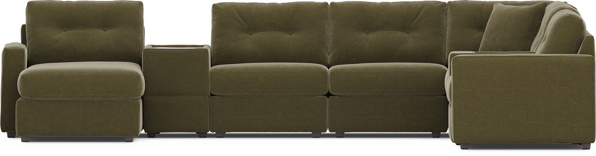 Drew & Jonathan Modularone Moss Green Chenille Fabric 8 Pc Left Arm ...
