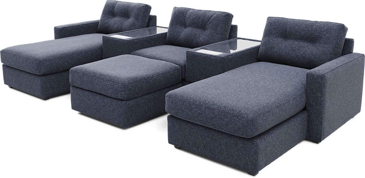 Drew & Jonathan Modularone Navy Blue Textured 6 Pc Media Modular ...