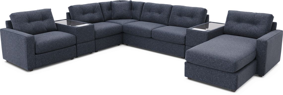 ModularOne Navy 7 Pc Sleeper Sectional with Media Consoles