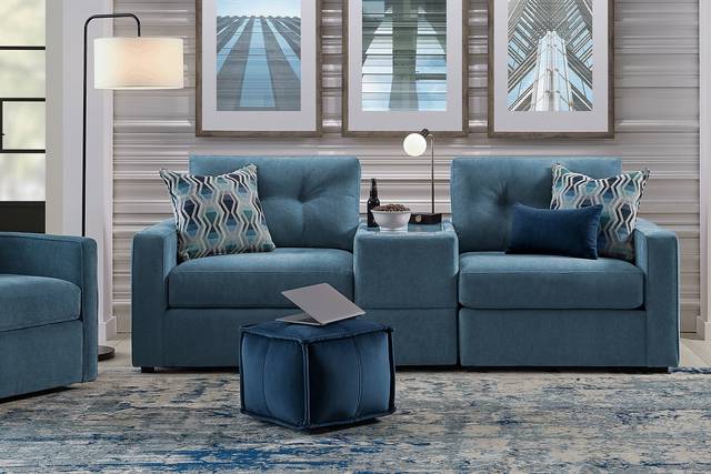 ModularOne Teal 3 Pc Sectional with Media Console - Thumbnail - Image 2