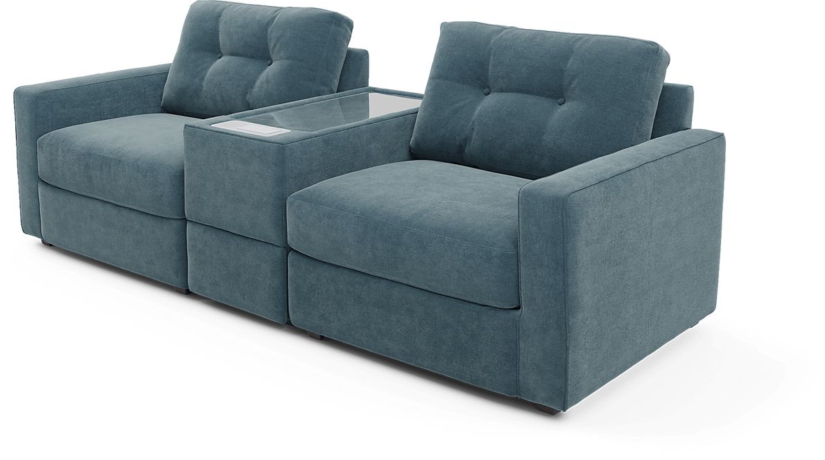 ModularOne Teal 3 Pc Sectional with Media Console