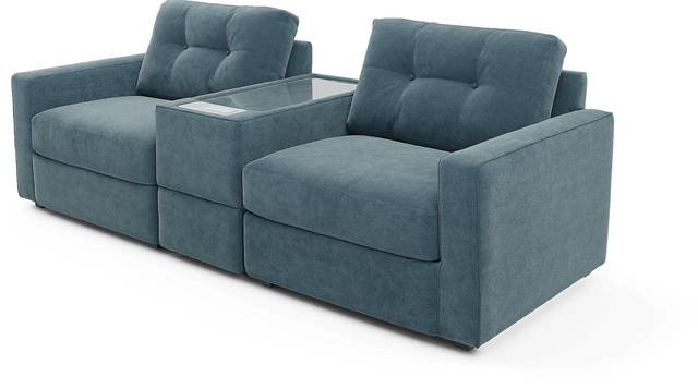 ModularOne Teal 3 Pc Sectional with Media Console - Thumbnail - Image 1
