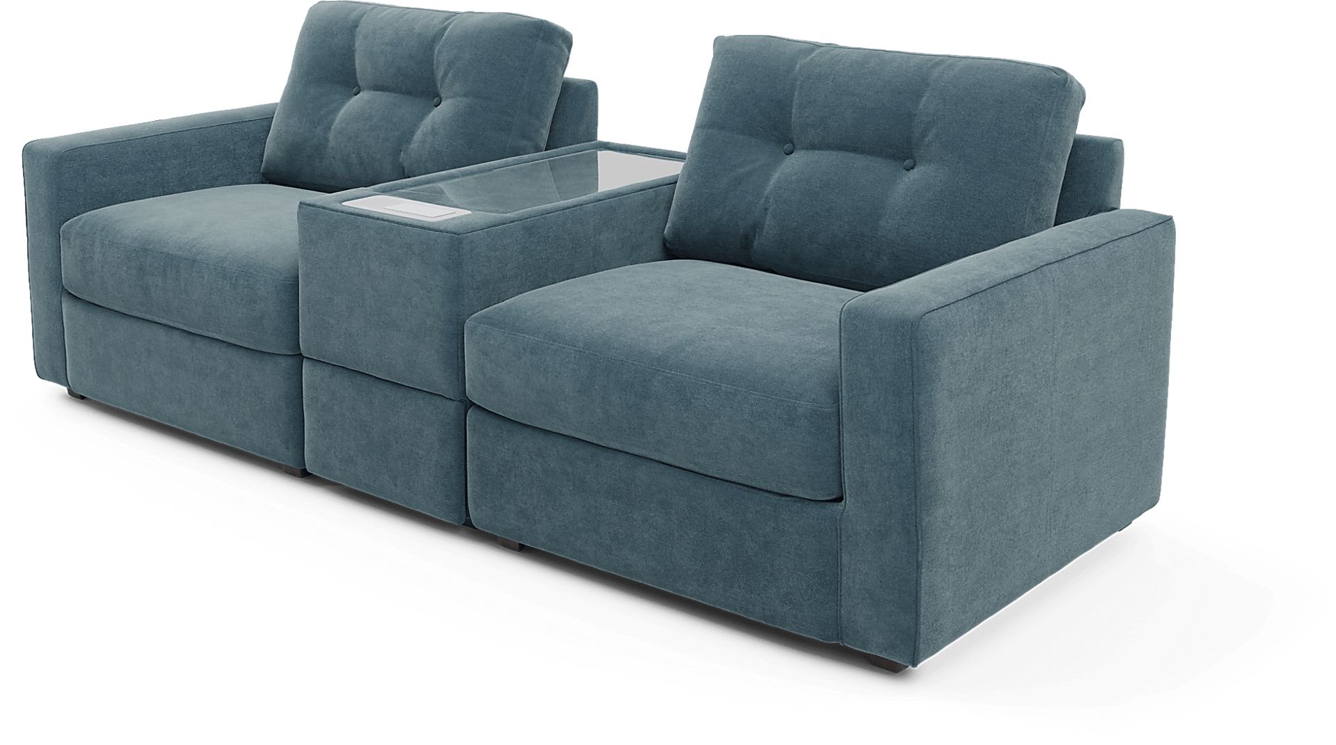ModularOne Teal 3 Pc Sectional with Media Console - Image 1