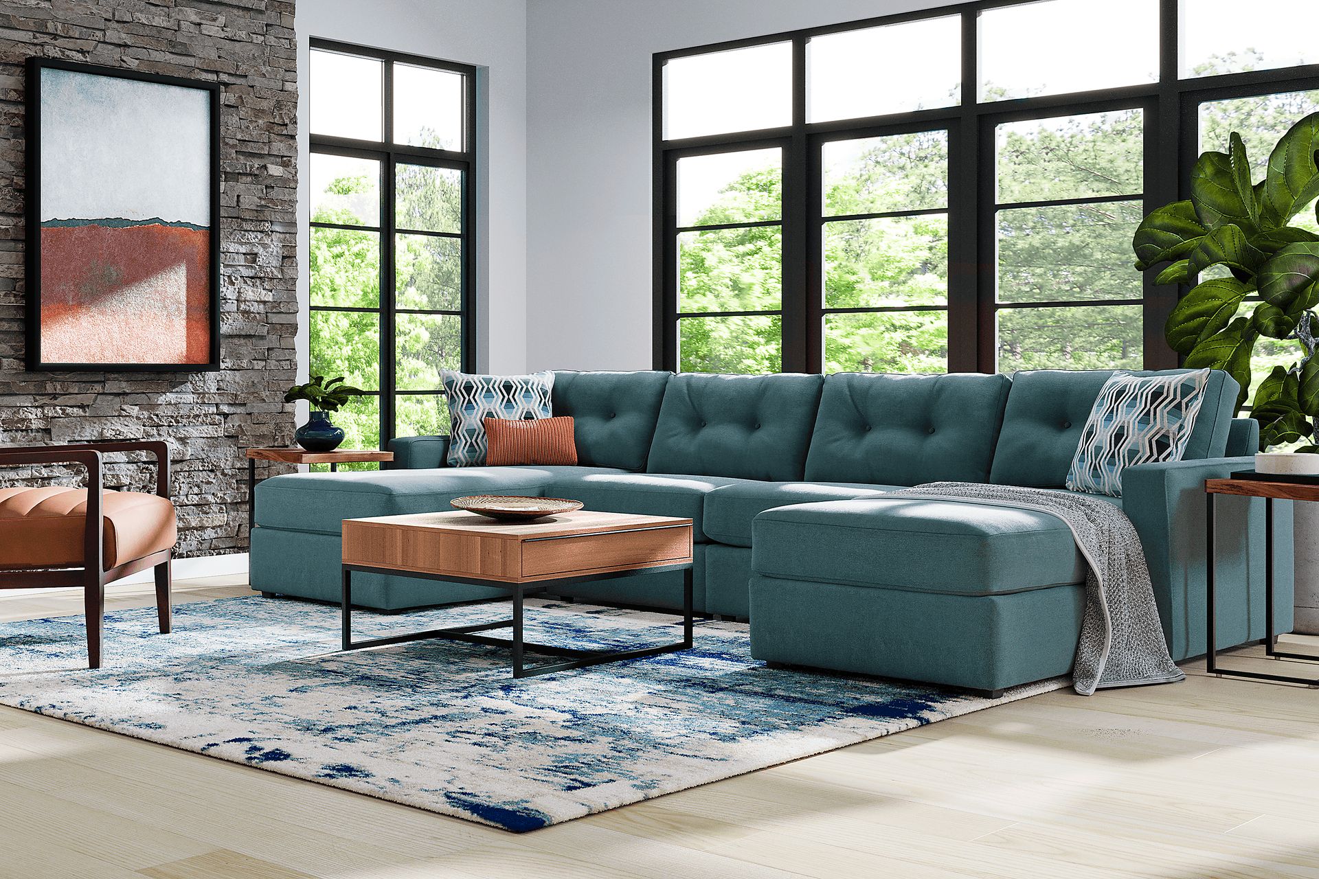 ModularOne Teal 4 Pc Sectional - Image 2