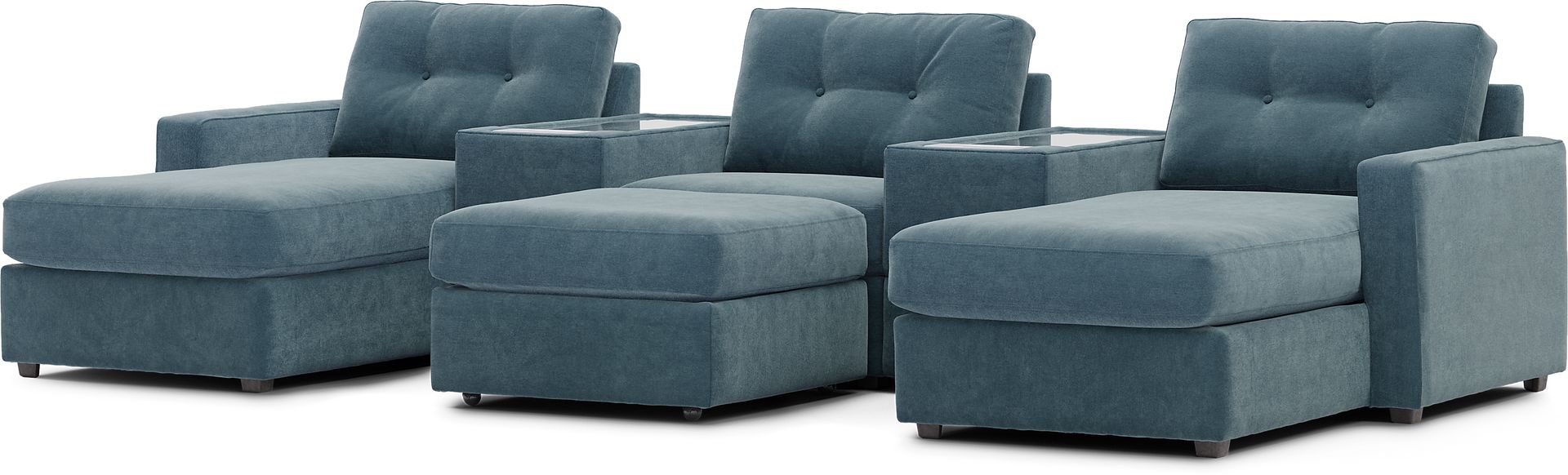 ModularOne Teal 6 Pc Sectional with Media Consoles - Image 4