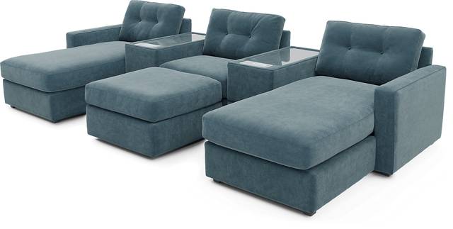 ModularOne Teal 6 Pc Sectional with Media Consoles - Thumbnail - Image 1
