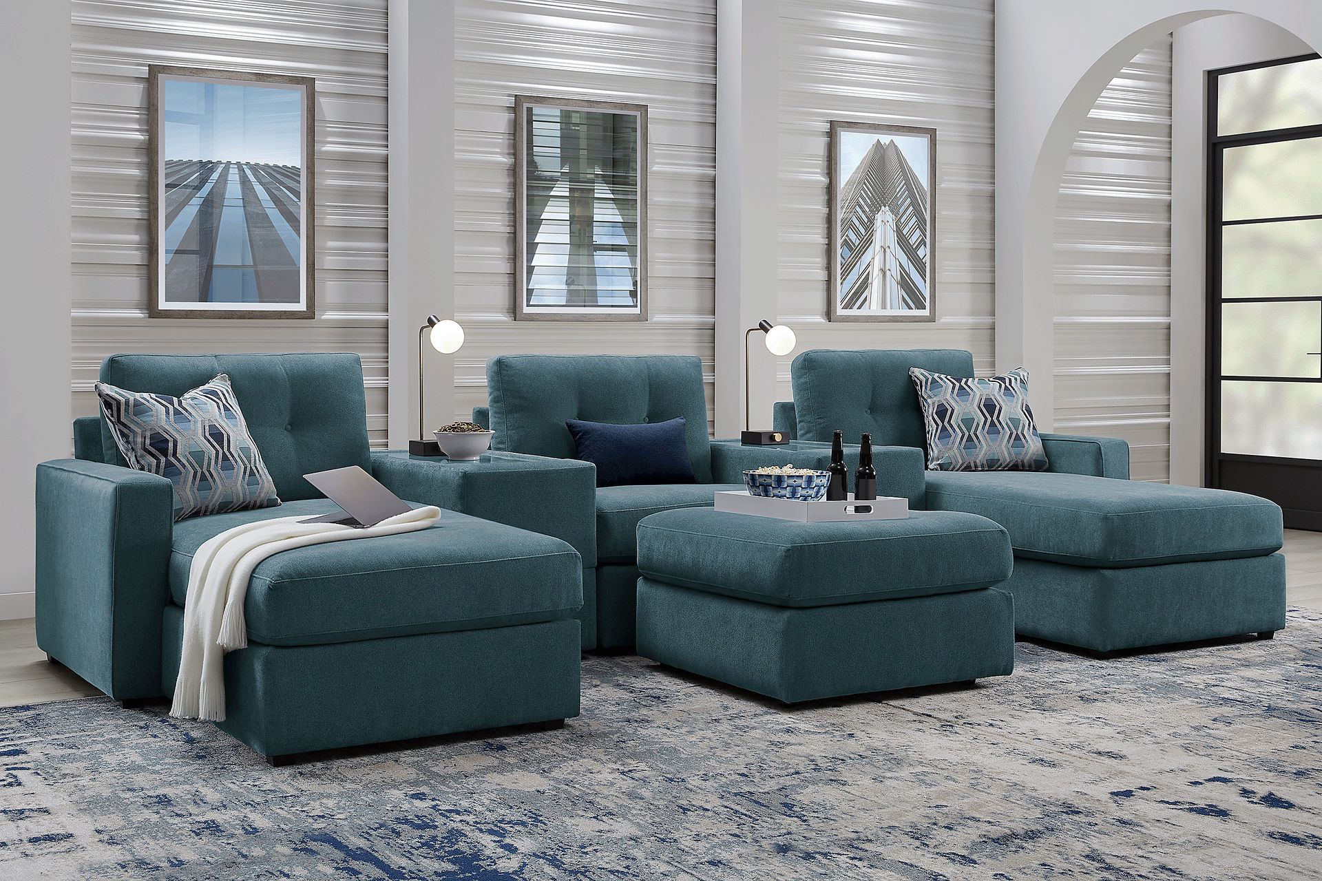 ModularOne Teal 6 Pc Sectional - Image 2