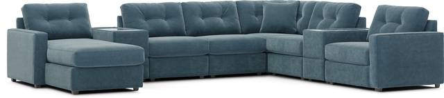 ModularOne Teal 8 Pc Sectional with Media Consoles - Thumbnail - Image 4