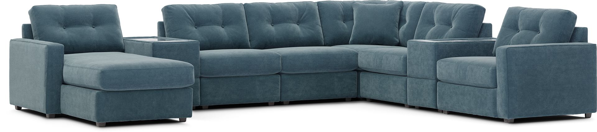 ModularOne Teal 8 Pc Sectional with Media Consoles - Image 4