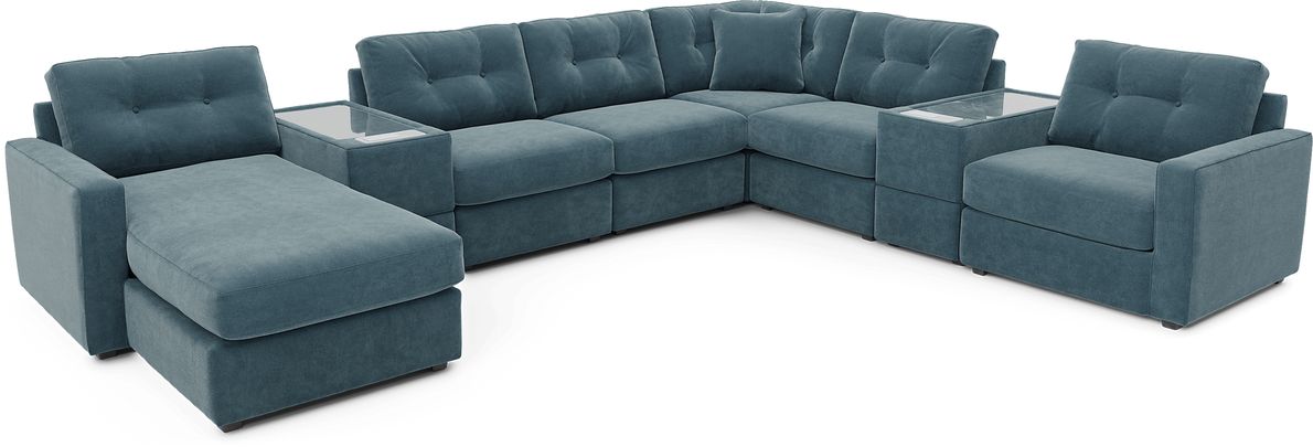 ModularOne Teal 8 Pc Sectional with Media Consoles