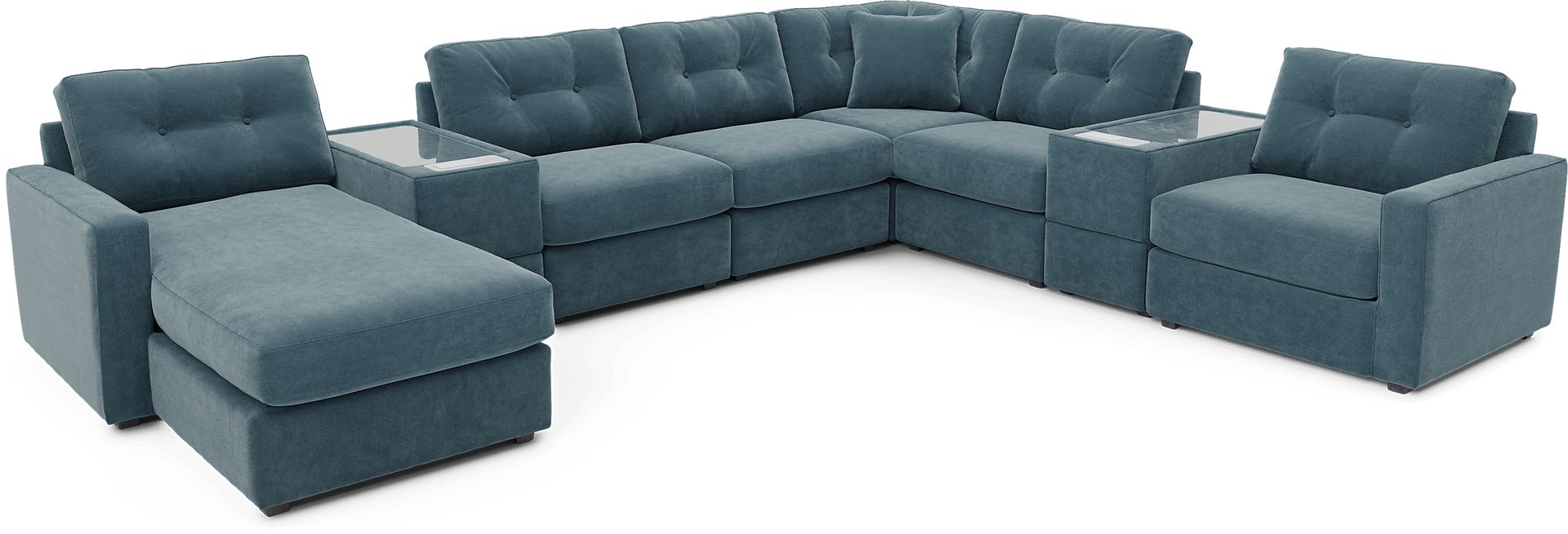 ModularOne Teal 8 Pc Sectional with Media Consoles - Image 1