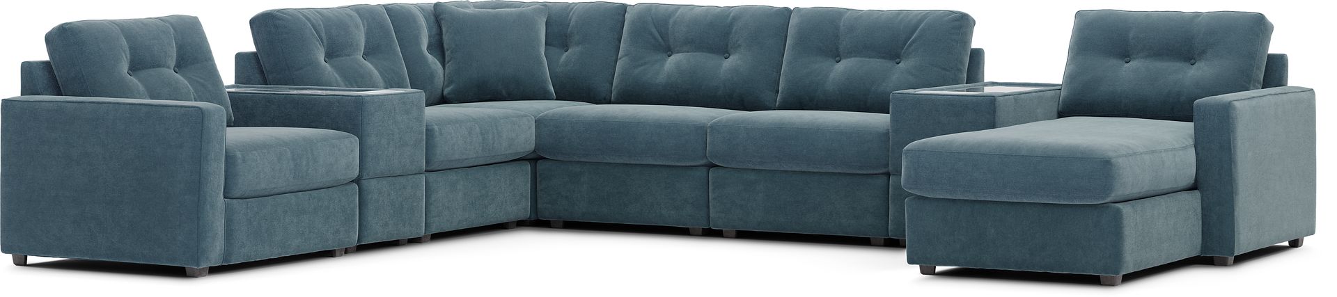 ModularOne Teal 8 Pc Sectional with Media Consoles - Image 4