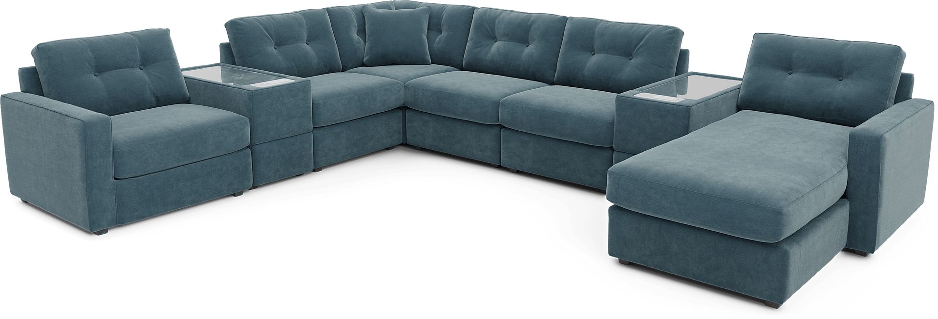 ModularOne Teal 8 Pc Sectional with Media Consoles - Image 1