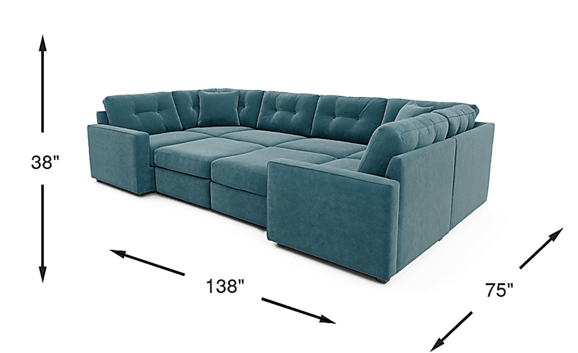 Drew & Jonathan Modularone Teal Blue,Green Chenille Fabric 8 Pc