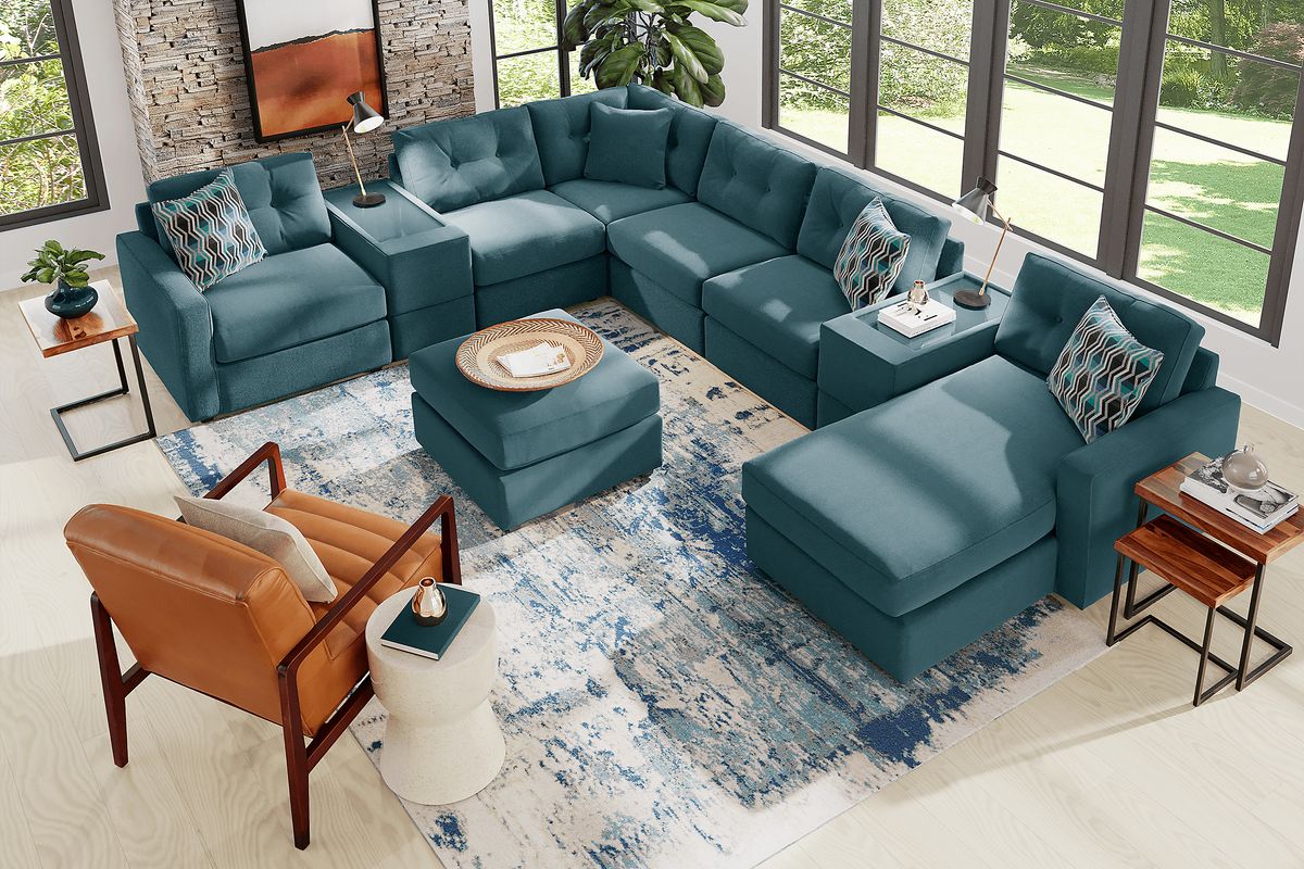 Small deals teal sectional