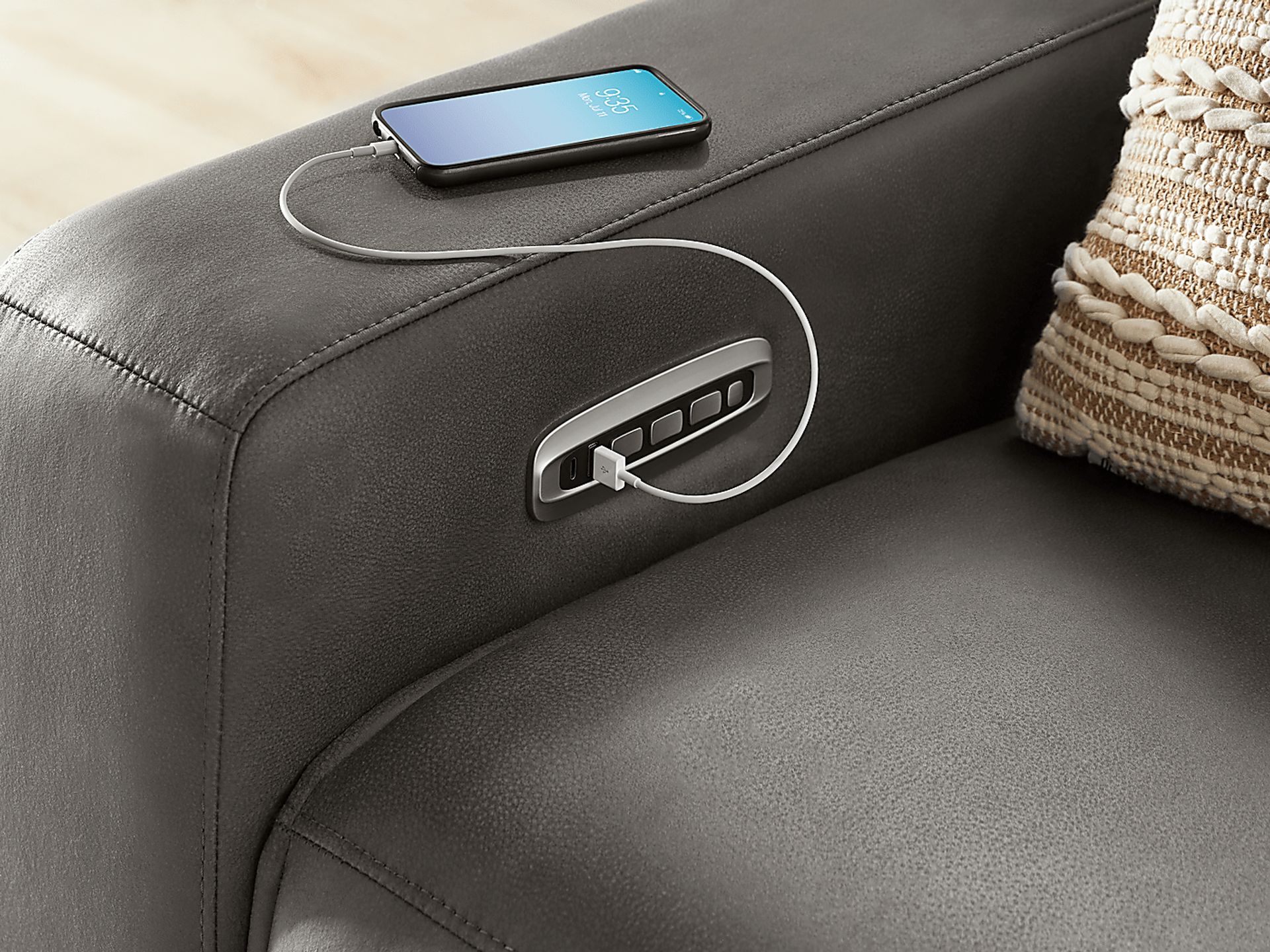 ModularTwo Charcoal 2 Pc Dual Power Reclining Loveseat - Image 3
