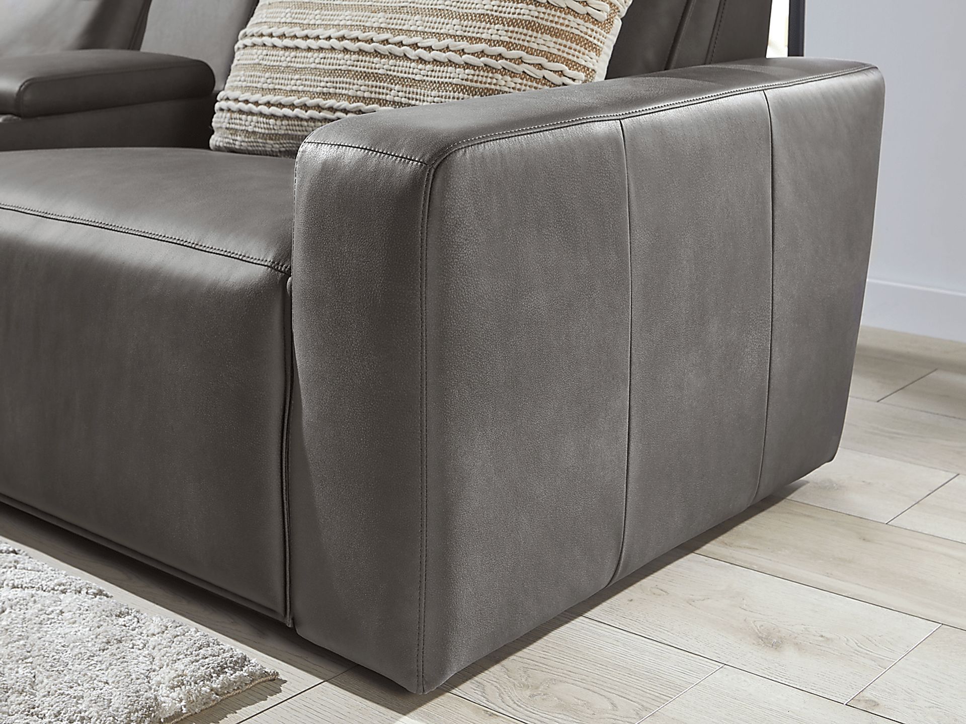 Charcoal 3 Pc Dual Power Reclining ModularTwo with Media Console - Image 7