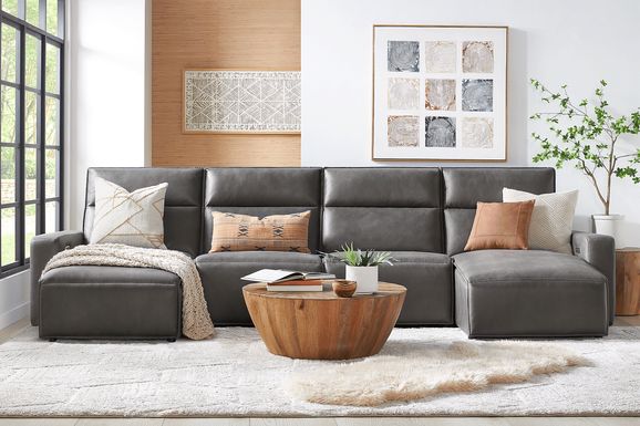 ModularTwo Charcoal 4 Pc Dual Power Reclining Sectional