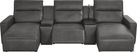 ModularTwo Charcoal 5 Pc Dual Power Reclining Sectional with Media and Wood Top Consoles